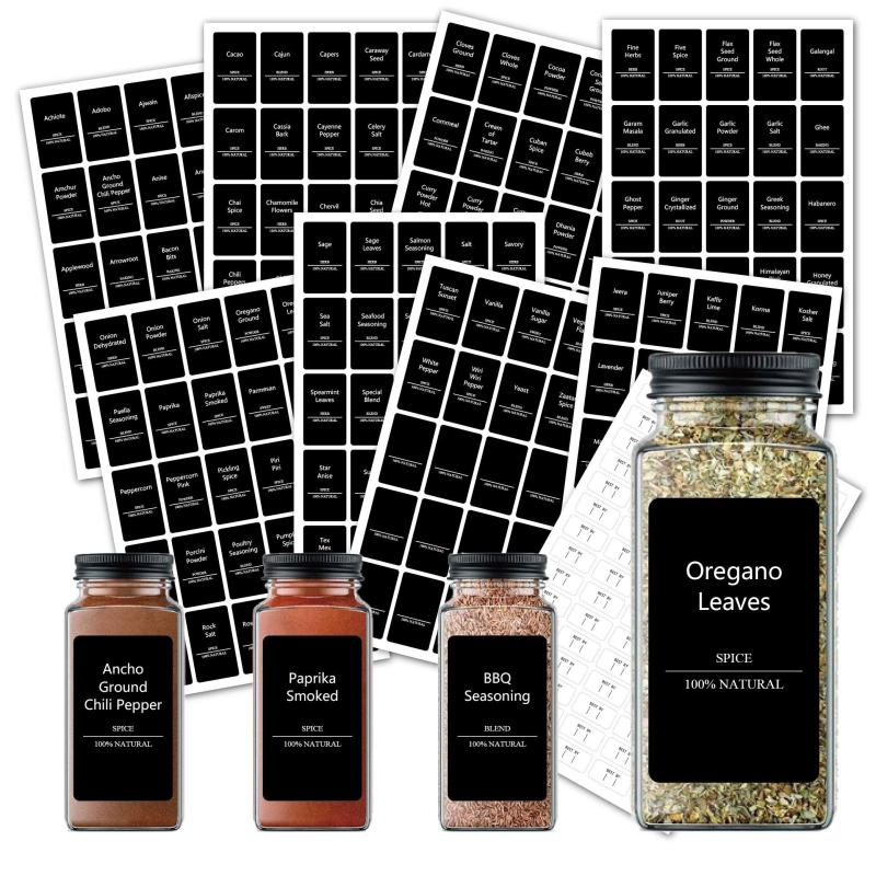 278pcs Transparent Kitchen Pantry Labels Preprinted Spice Labels For Jars