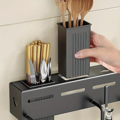 1pc Stainless Steel Rack for Kitchen Storage, Wall-mounted Hook Shelf
