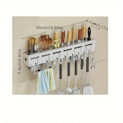 1pc Stainless Steel Rack for Kitchen Storage, Wall-mounted Hook Shelf