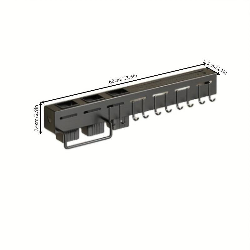 1pc Stainless Steel Rack for Kitchen Storage, Wall-mounted Hook Shelf