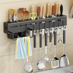 1pc Stainless Steel Rack for Kitchen Storage, Wall-mounted Hook Shelf