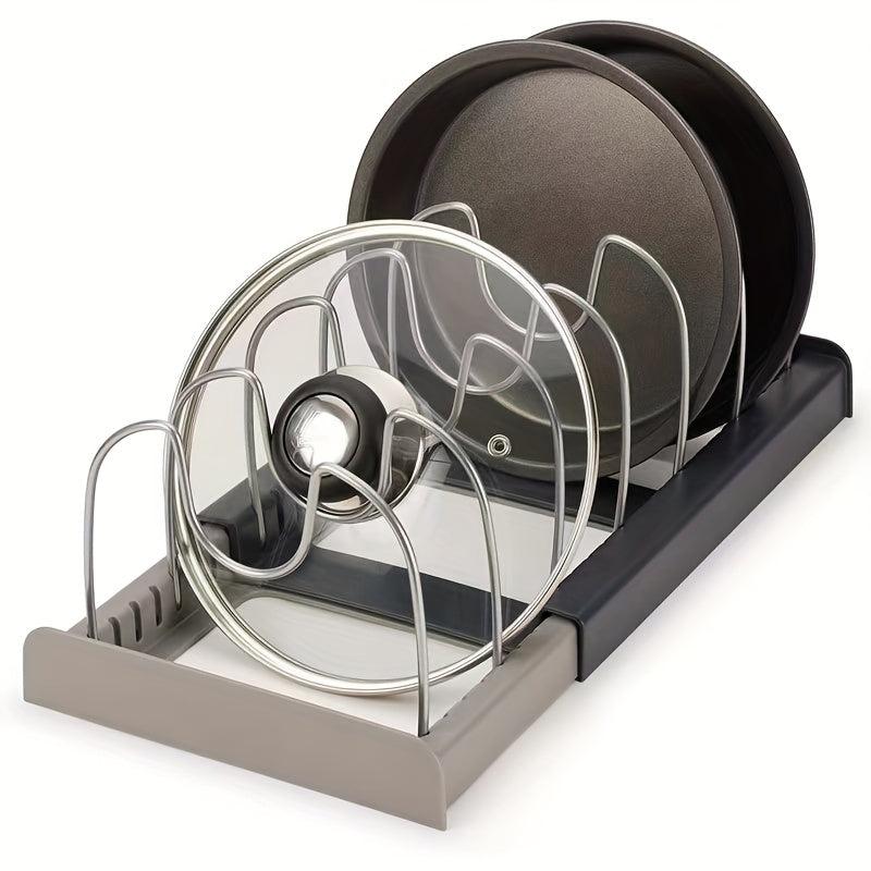 Retractable Plate Dish Storage Rack Pot Lid Holder Kitchen Utensil Organizer