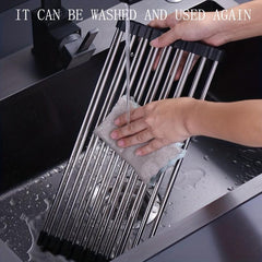 Stainless Steel Foldable Bowl Rack Drain Basket