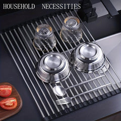 Stainless Steel Foldable Bowl Rack Drain Basket