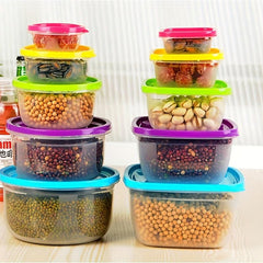 5pcs Microwave Fresh Keeping Box Set Food Sealed Bowl Bento Refrigerator Crisper