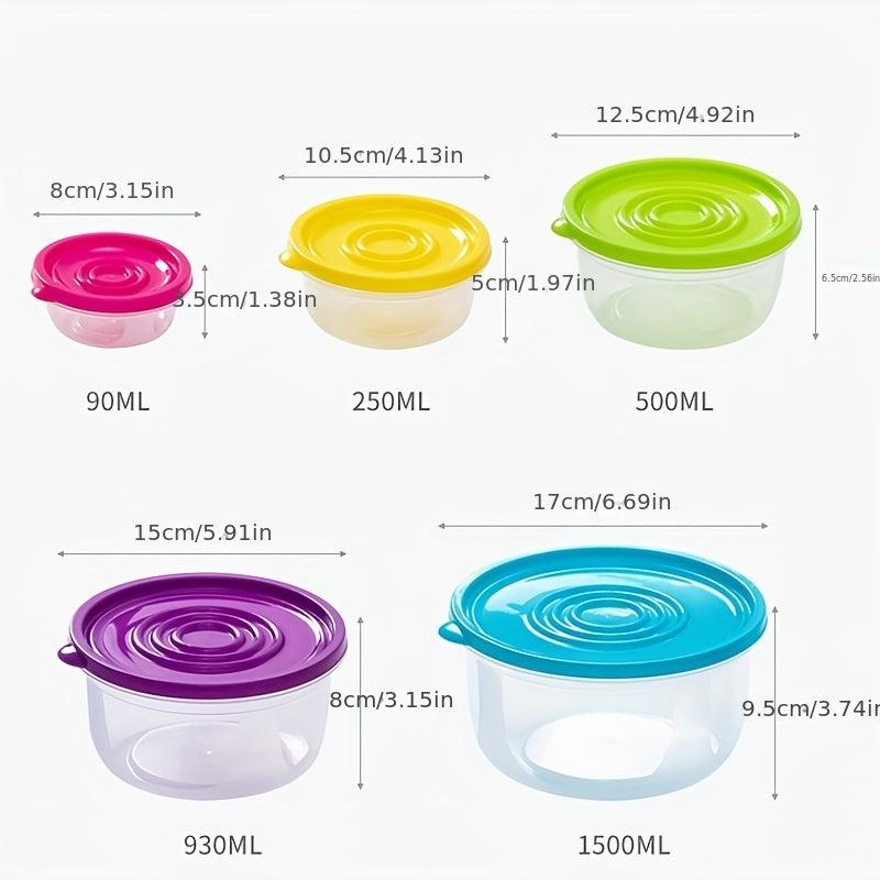 5pcs Microwave Fresh Keeping Box Set Food Sealed Bowl Bento Refrigerator Crisper