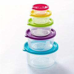 5pcs Microwave Fresh Keeping Box Set Food Sealed Bowl Bento Refrigerator Crisper