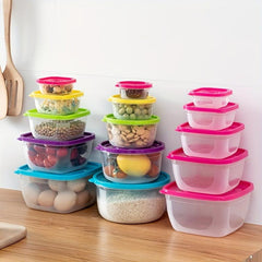 5pcs Microwave Fresh Keeping Box Set Food Sealed Bowl Bento Refrigerator Crisper