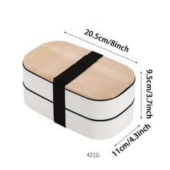 Leakproof 2-Layer Bento Box with Spoon & Fork - Microwavable & Dishwasher Safe
