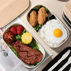 Leakproof 2-Layer Bento Box with Spoon & Fork - Microwavable & Dishwasher Safe