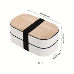 Leakproof 2-Layer Bento Box with Spoon & Fork - Microwavable & Dishwasher Safe