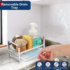 Kitchen Faucet Rack Sponge Drain Basket with Detachable Drain Tray