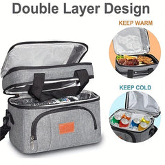 10L Portable Insulation Bag Double Layer Oxford Cloth Waterproof Lunch Bag