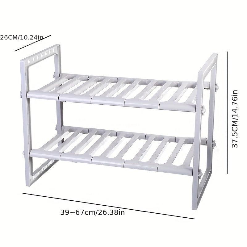 Stainless Steel Retractable Sink Shelf Double Decker Cabinet for Dish Storage