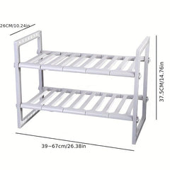 Stainless Steel Retractable Sink Shelf Double Decker Cabinet for Dish Storage