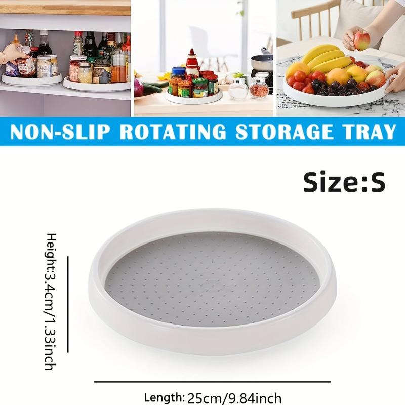 4pcs Non Slip Round Turntable Kitchen Storage Tray