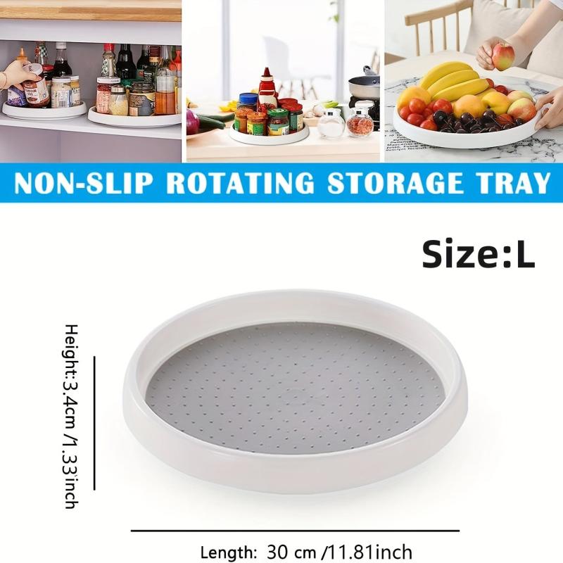 4pcs Non Slip Round Turntable Kitchen Storage Tray