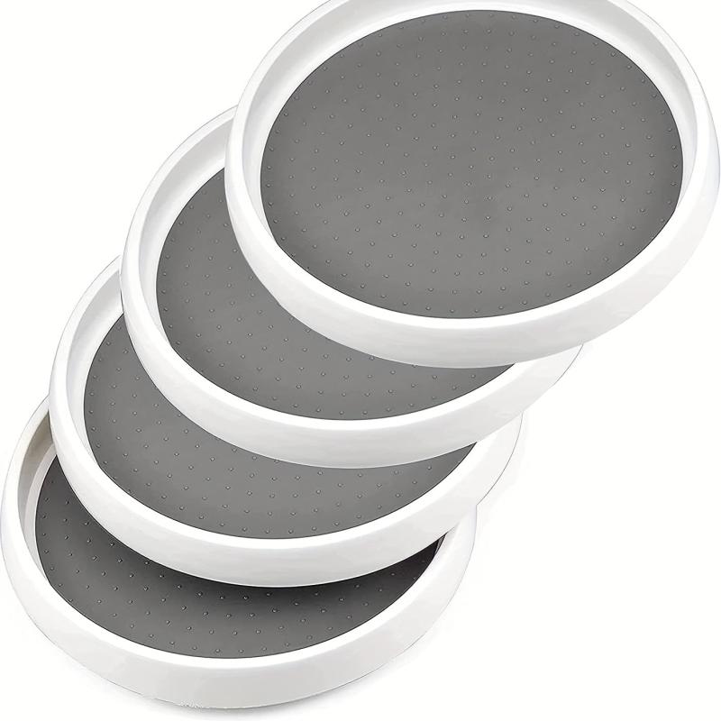 4pcs Non Slip Round Turntable Kitchen Storage Tray