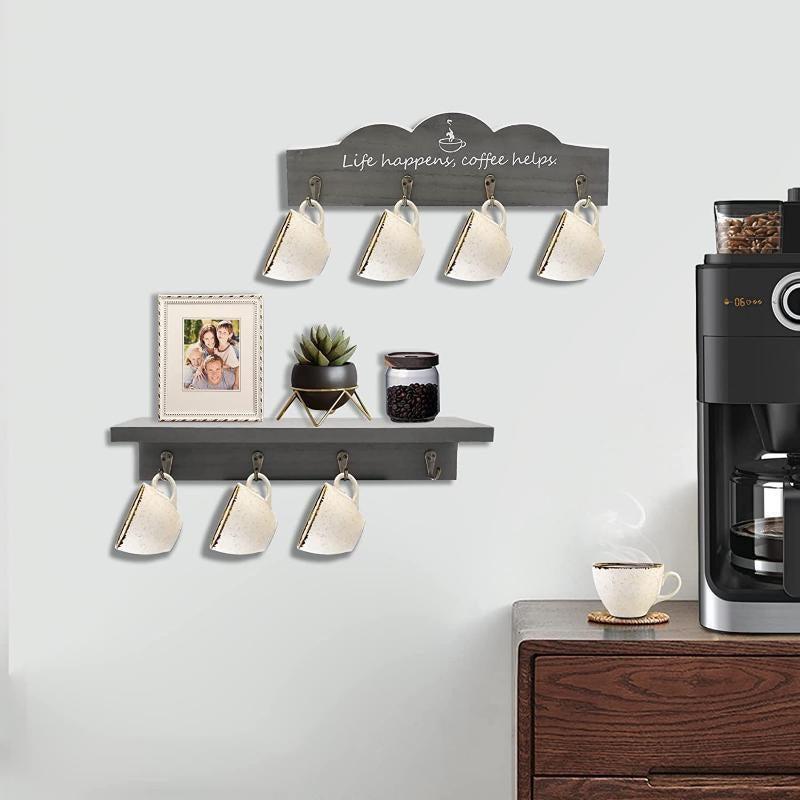 Coffee Cup Holder Mug Organizer Farmhouse Kitchen Decor Coffee Station Office