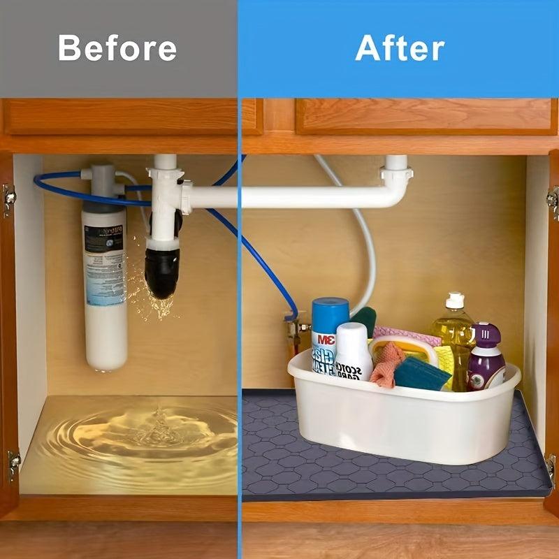86x55cm Silicone Under Sink Mat Waterproof Shelf Liner Organizer Tray
