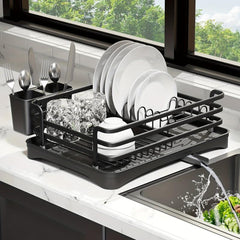 Aluminum Dish Drying Rack Cutlery Holder