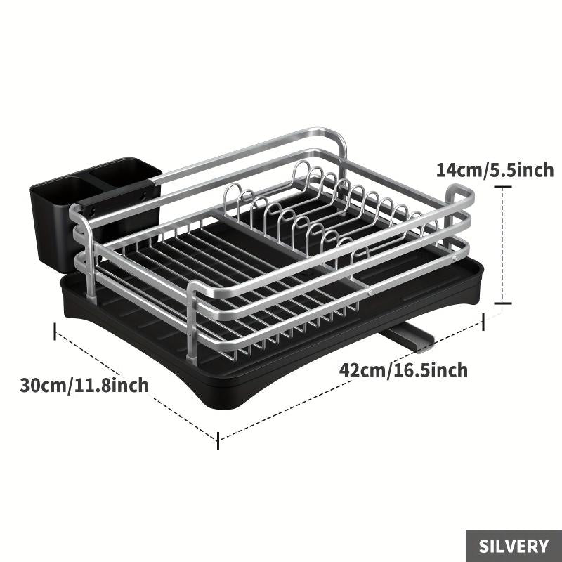 Aluminum Dish Drying Rack Cutlery Holder