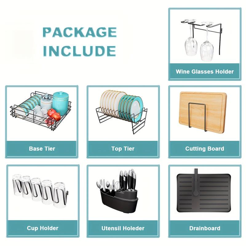 Large Dish Drying Rack with Drainboard and Utensil Holder