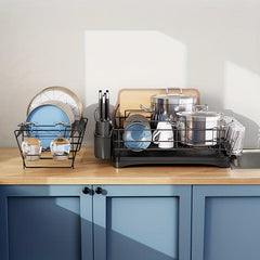 Large Dish Drying Rack with Drainboard and Utensil Holder