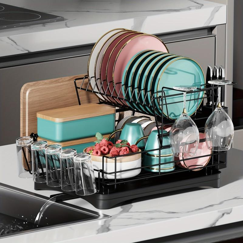 Large Dish Drying Rack with Drainboard and Utensil Holder