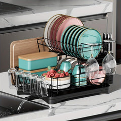 Large Dish Drying Rack with Drainboard and Utensil Holder