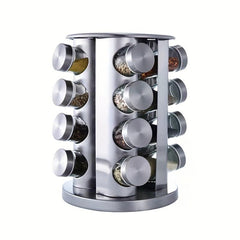 Stainless Steel Rotating Spice Rack for Countertop 16 Jars