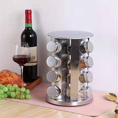 Stainless Steel Rotating Spice Rack for Countertop 16 Jars