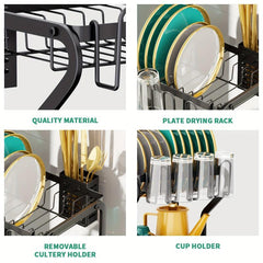 2-Tier Dish Rack with Drainboard - Drying Rack for Dishes