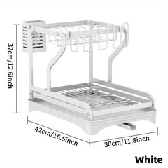 2-Tier Dish Rack with Drainboard - Drying Rack for Dishes