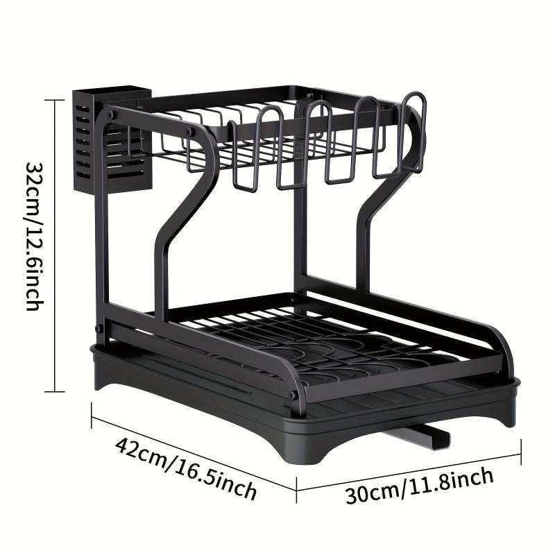 2-Tier Dish Rack with Drainboard - Drying Rack for Dishes