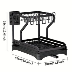 2-Tier Dish Rack with Drainboard - Drying Rack for Dishes