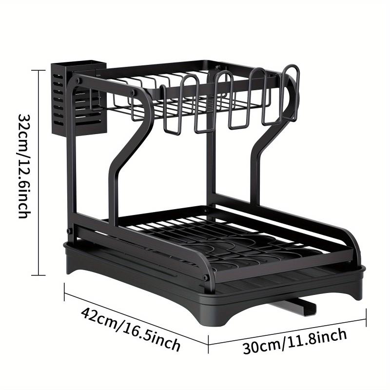 2-Tier Dish Rack with Drainboard - Drying Rack for Dishes