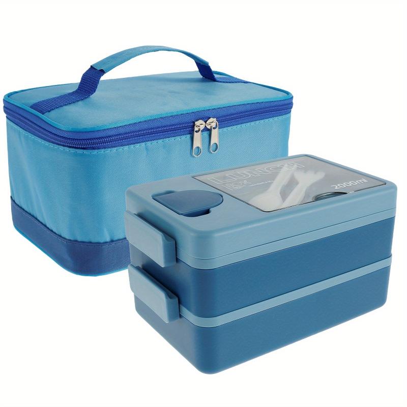2000ml Bento Box Set with Insulated Bag, Fork, Spoon - Microwave Safe