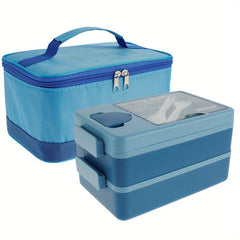 2000ml Bento Box Set with Insulated Bag, Fork, Spoon - Microwave Safe