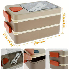 2000ml Bento Box Set with Insulated Bag, Fork, Spoon - Microwave Safe