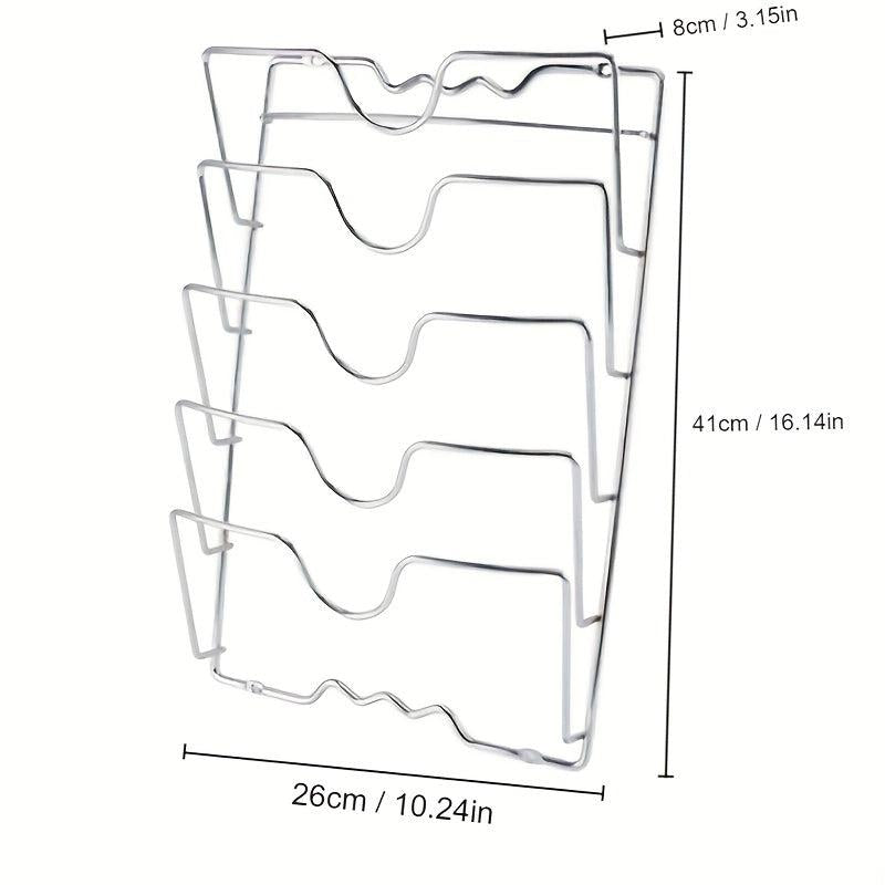 5 Tier Wall-Mounted Pot Lid Rack Stainless Steel
