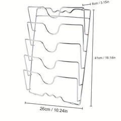 5 Tier Wall-Mounted Pot Lid Rack Stainless Steel