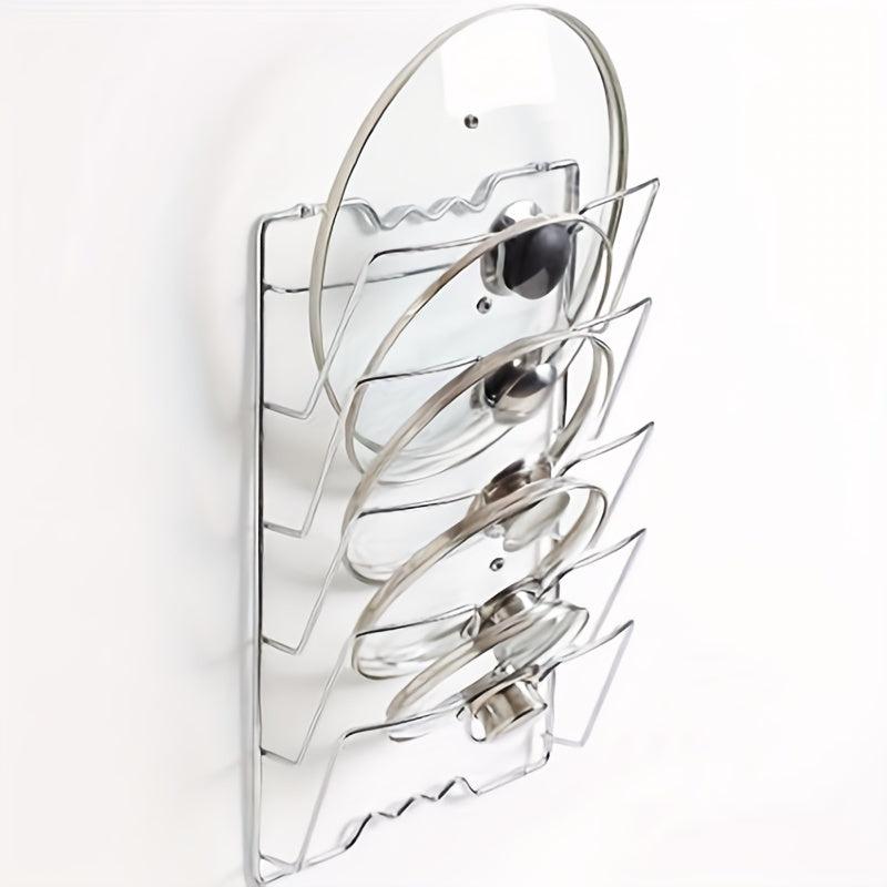 5 Tier Wall-Mounted Pot Lid Rack Stainless Steel