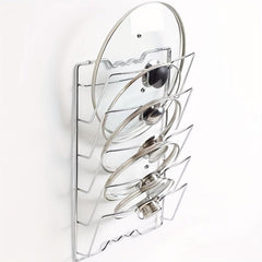 5 Tier Wall-Mounted Pot Lid Rack Stainless Steel
