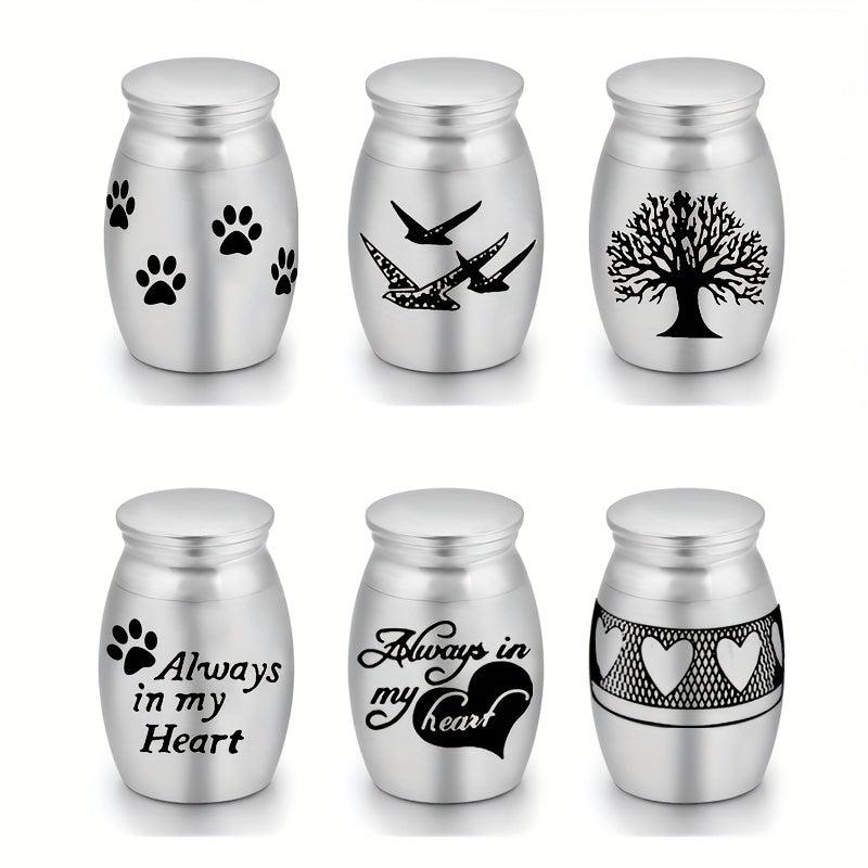 6pcs Small Pet Ashes Urn Stainless Steel Keepsake Always In My Heart