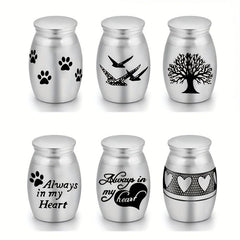 6pcs Small Pet Ashes Urn Stainless Steel Keepsake Always In My Heart