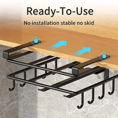 Stainless Steel Kitchen Storage Rack with Hooks and Paper Towel Holder