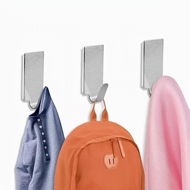 6pcs Stainless Steel Adhesive Hooks for Heavy Duty Use in Home Kitchen Bathroom