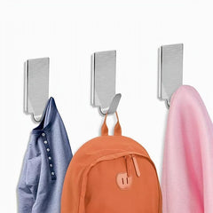 6pcs Stainless Steel Adhesive Hooks for Heavy Duty Use in Home Kitchen Bathroom