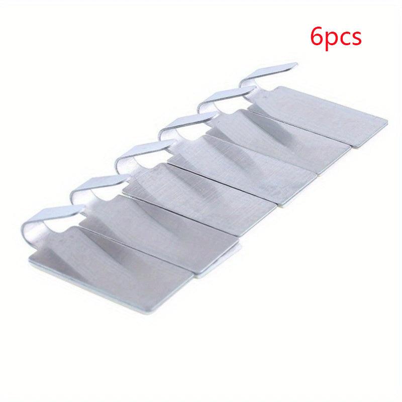 6pcs Stainless Steel Adhesive Hooks for Heavy Duty Use in Home Kitchen Bathroom